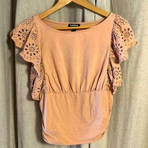 Butterfly sleeve, nude top